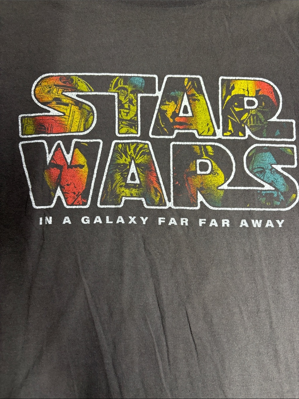 Star Wars Gray Tee with Multicolor Lettering